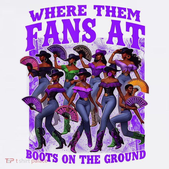Where Them Fans At Boots On The Ground Cowgirls Western Womens T-Shirt