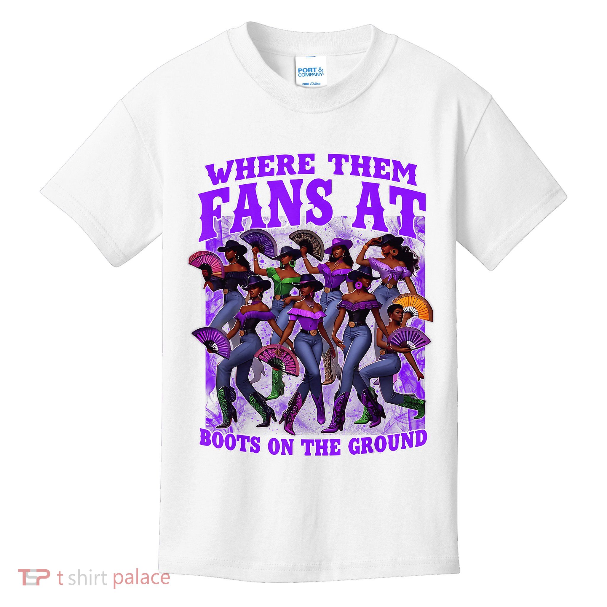 Where Them Fans At Boots On The Ground Cowgirls Western Kids T-Shirt