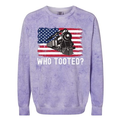 Who Tooted, Funny Train Lovers, Funny Locomotive & Railroad Colorblast Crewneck Sweatshirt