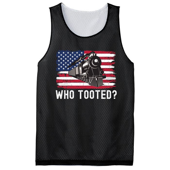 Who Tooted, Funny Train Lovers, Funny Locomotive & Railroad Mesh Reversible Basketball Jersey Tank