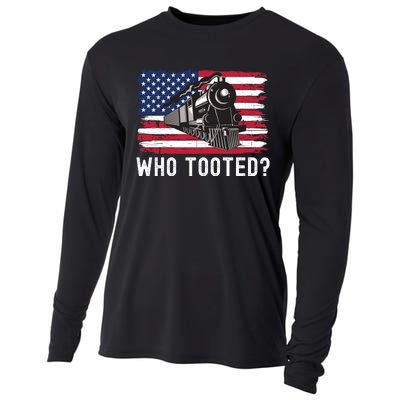 Who Tooted, Funny Train Lovers, Funny Locomotive & Railroad Cooling Performance Long Sleeve Crew