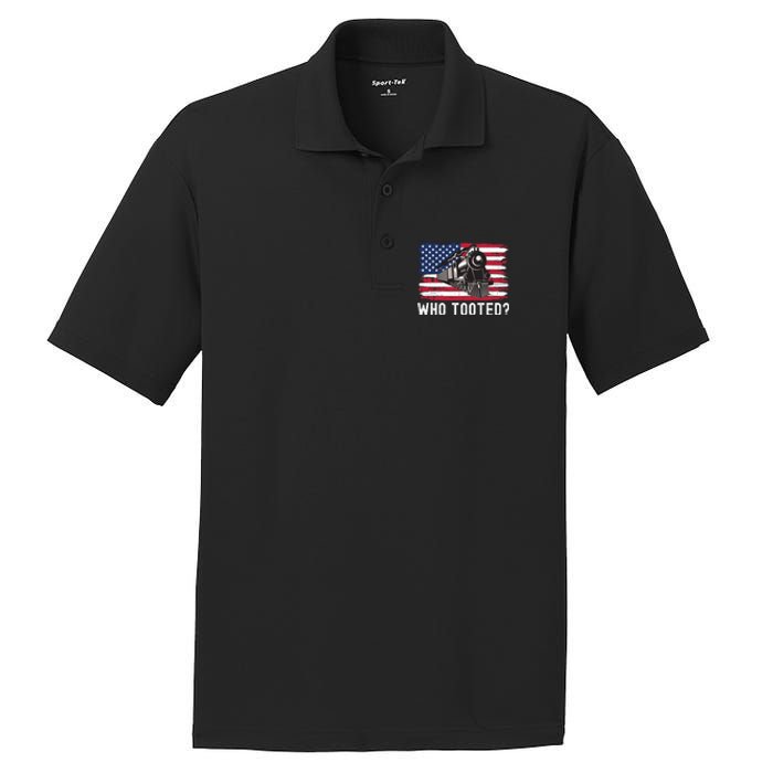 Who Tooted, Funny Train Lovers, Funny Locomotive & Railroad PosiCharge RacerMesh Polo