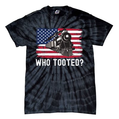 Who Tooted, Funny Train Lovers, Funny Locomotive & Railroad Tie-Dye T-Shirt