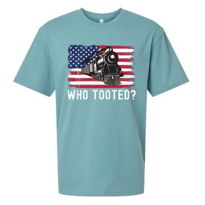 Who Tooted, Funny Train Lovers, Funny Locomotive & Railroad Sueded Cloud Jersey T-Shirt