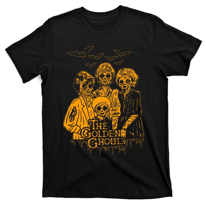 Women The Golden Ghouls Skeleton Bat Halloween Costumes T-Shirt