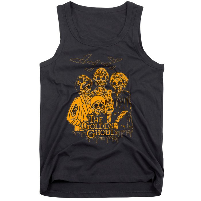 Women The Golden Ghouls Skeleton Bat Halloween Costumes Tank Top