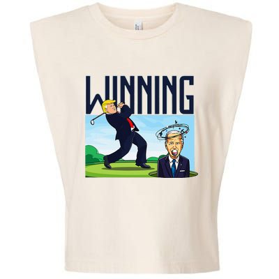 Winning Trump Golf And Biden American Presidential Debate Garment-Dyed Women's Muscle Tee