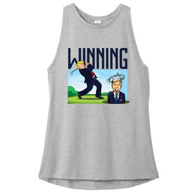 Winning Trump Golf And Biden American Presidential Debate Ladies PosiCharge Tri-Blend Wicking Tank