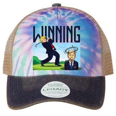 Winning Trump Golf And Biden American Presidential Debate Legacy Tie Dye Trucker Hat