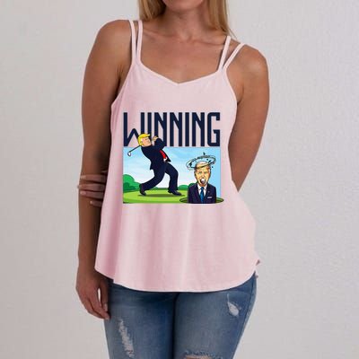 Winning Trump Golf And Biden American Presidential Debate Women's Strappy Tank