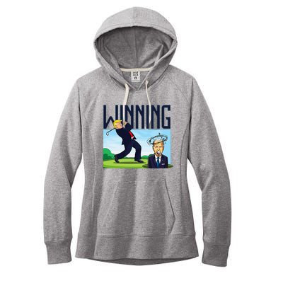 Winning Trump Golf And Biden American Presidential Debate Women's Fleece Hoodie