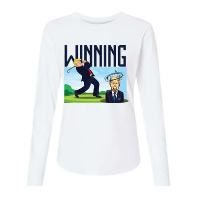 Winning Trump Golf And Biden American Presidential Debate Womens Cotton Relaxed Long Sleeve T-Shirt