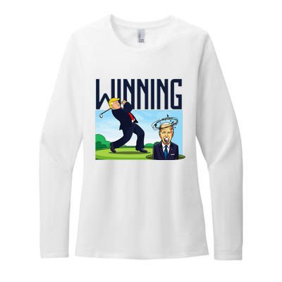 Winning Trump Golf And Biden American Presidential Debate Womens CVC Long Sleeve Shirt