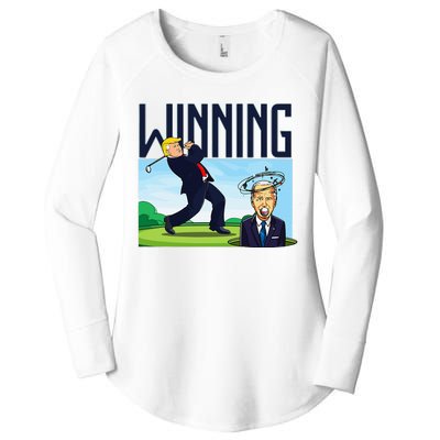 Winning Trump Golf And Biden American Presidential Debate Women's Perfect Tri Tunic Long Sleeve Shirt