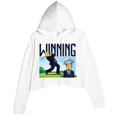 Winning Trump Golf And Biden American Presidential Debate Crop Fleece Hoodie