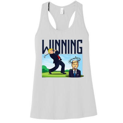 Winning Trump Golf And Biden American Presidential Debate Women's Racerback Tank