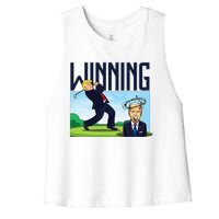 Winning Trump Golf And Biden American Presidential Debate Women's Racerback Cropped Tank