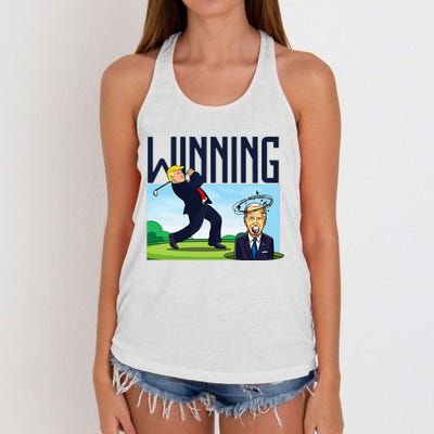 Winning Trump Golf And Biden American Presidential Debate Women's Knotted Racerback Tank