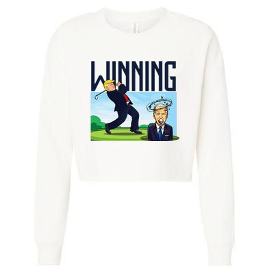 Winning Trump Golf And Biden American Presidential Debate Cropped Pullover Crew