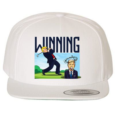 Winning Trump Golf And Biden American Presidential Debate Wool Snapback Cap