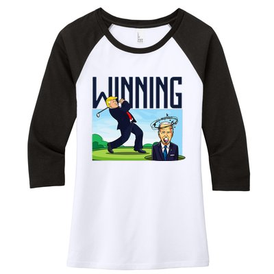 Winning Trump Golf And Biden American Presidential Debate Women's Tri-Blend 3/4-Sleeve Raglan Shirt