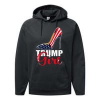 Womens Trump Girl Stilettos High Heel American Flag Trump 2024 Performance Fleece Hoodie