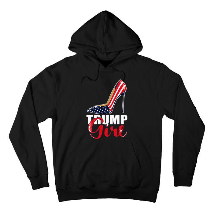 Womens Trump Girl Stilettos High Heel American Flag Trump 2024 Tall Hoodie