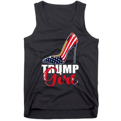 Womens Trump Girl Stilettos High Heel American Flag Trump 2024 Tank Top