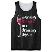 Warning The Girls Are Drinking Again Wine Glass Funny Mesh Reversible Basketball Jersey Tank