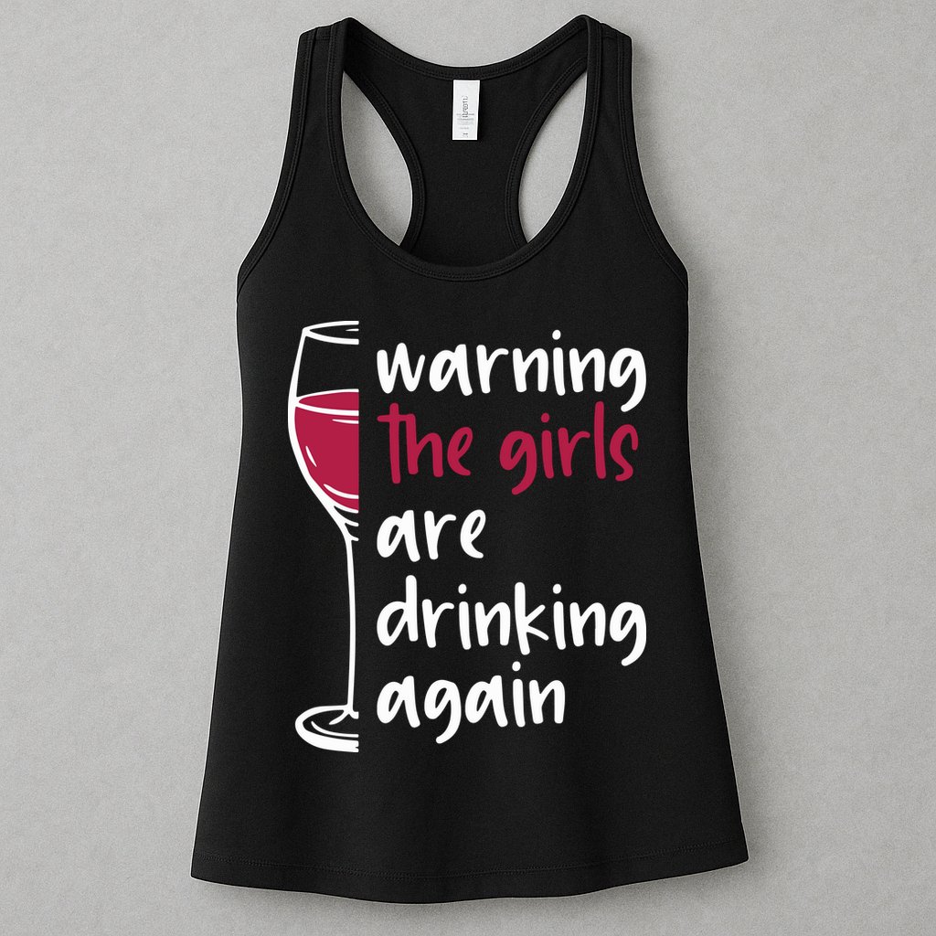 Warning The Girls Are Drinking Again Wine Glass Funny Womens Tank Top