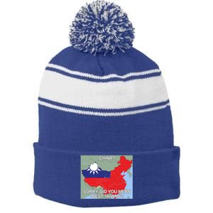 West Taiwan Great Gift Taiwan Map West Taiwan Cool Gift Stripe Pom Pom Beanie