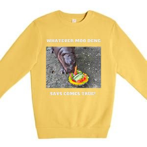 Won Thank God Trump Hippo Moo Deng Prediction Greatest Premium Crewneck Sweatshirt