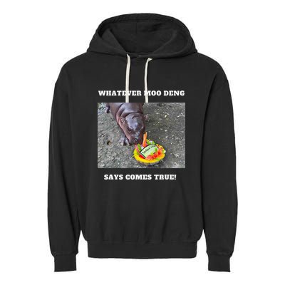 Won Thank God Trump Hippo Moo Deng Prediction Greatest Garment-Dyed Fleece Hoodie