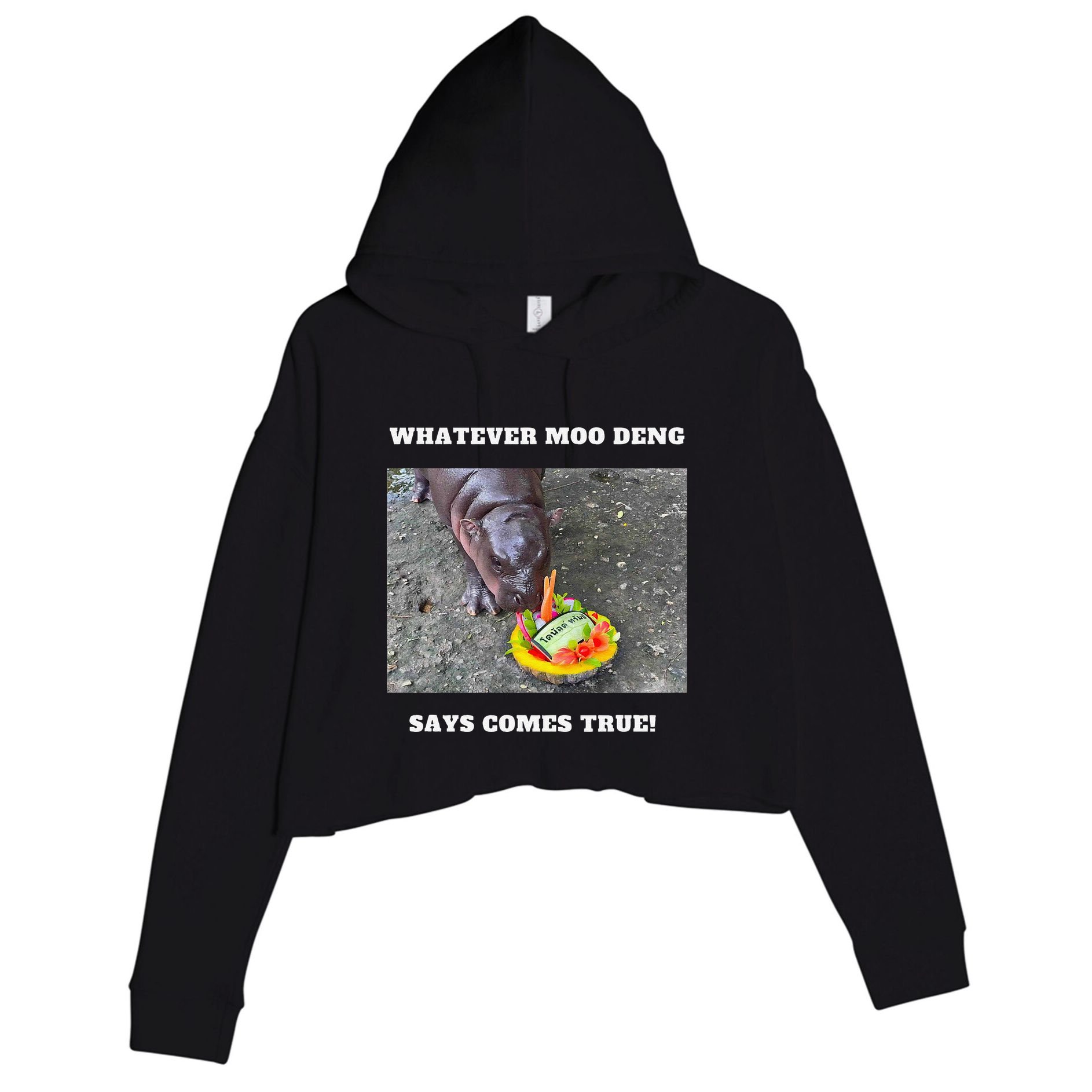 Won Thank God Trump Hippo Moo Deng Prediction Greatest Crop Fleece Hoodie