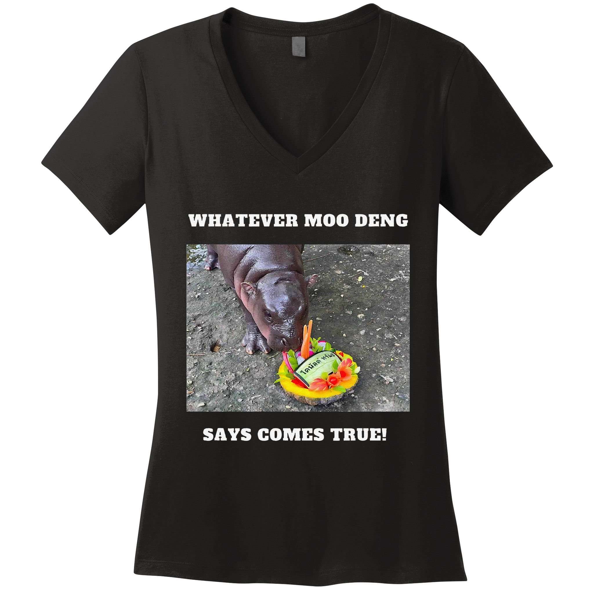 Won Thank God Trump Hippo Moo Deng Prediction Greatest Women's V-Neck T-Shirt