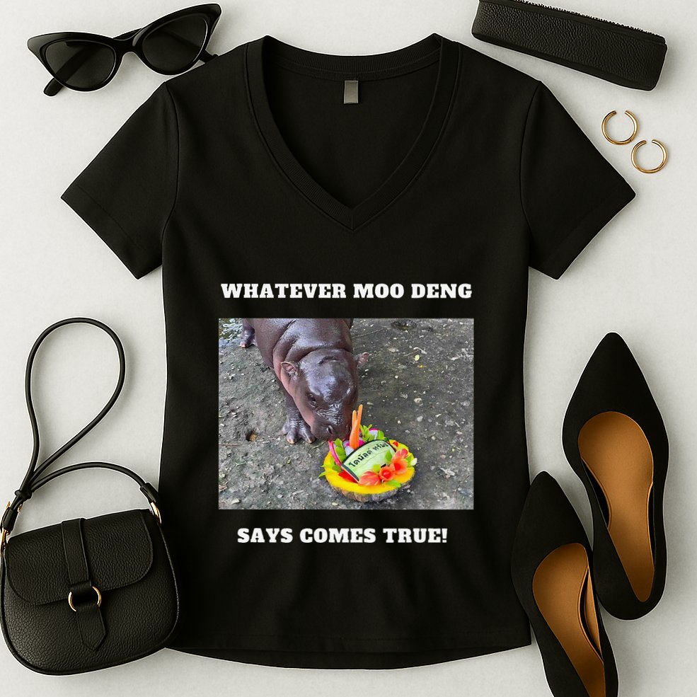 Won Thank God Trump Hippo Moo Deng Prediction Greatest Women's V-Neck T-Shirt