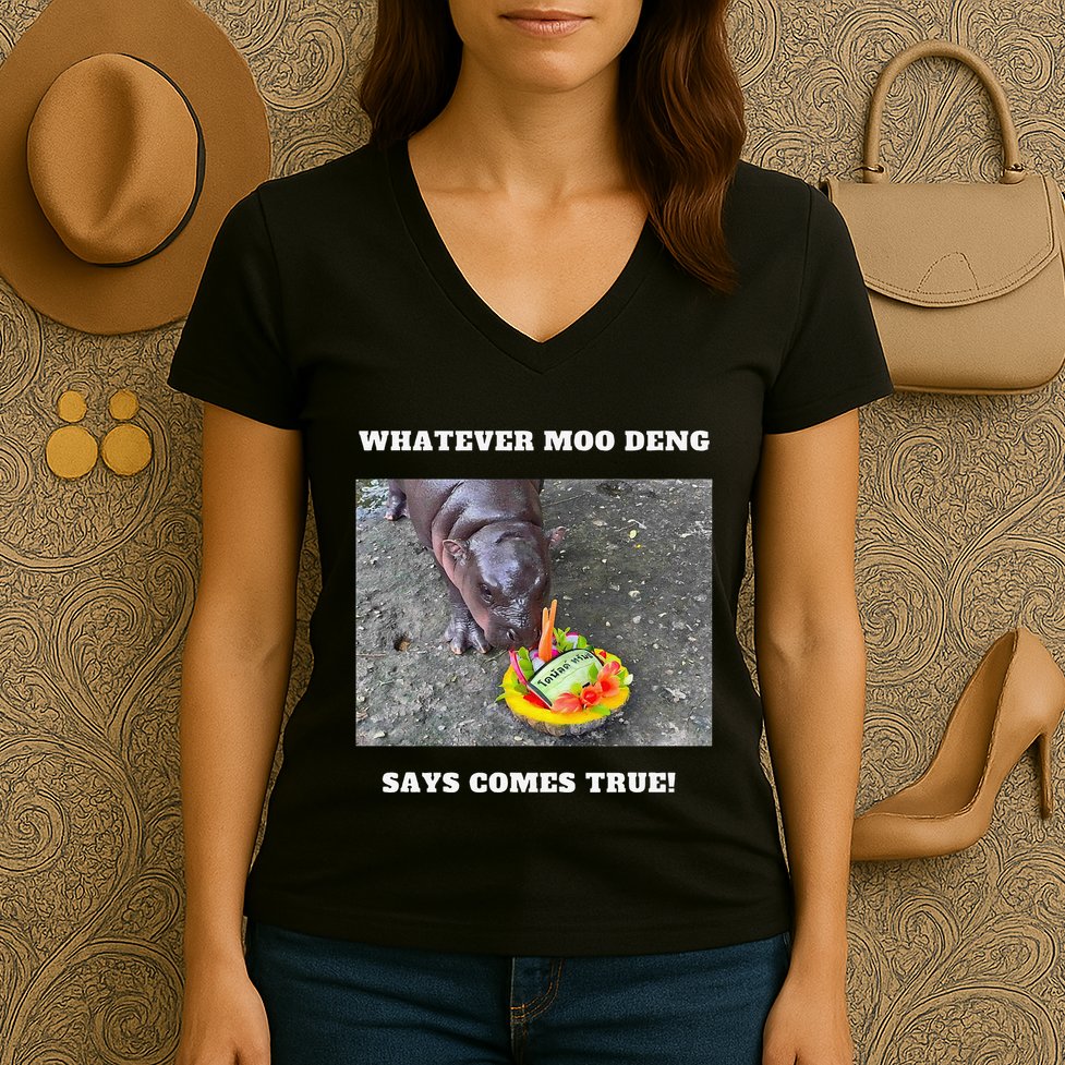 Won Thank God Trump Hippo Moo Deng Prediction Greatest Women's V-Neck T-Shirt