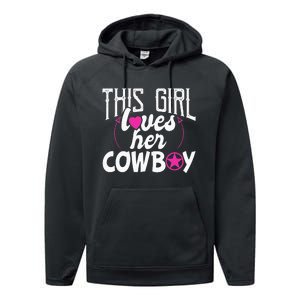 Womens This Girl Loves Her Cowboy Cute Texas Dallas Performance Fleece Hoodie