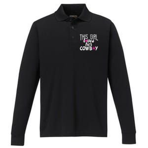 Womens This Girl Loves Her Cowboy Cute Texas Dallas Performance Long Sleeve Polo