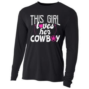 Womens This Girl Loves Her Cowboy Cute Texas Dallas Cooling Performance Long Sleeve Crew