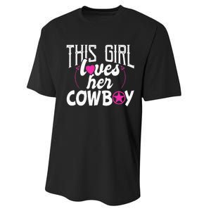 Womens This Girl Loves Her Cowboy Cute Texas Dallas Performance Sprint T-Shirt