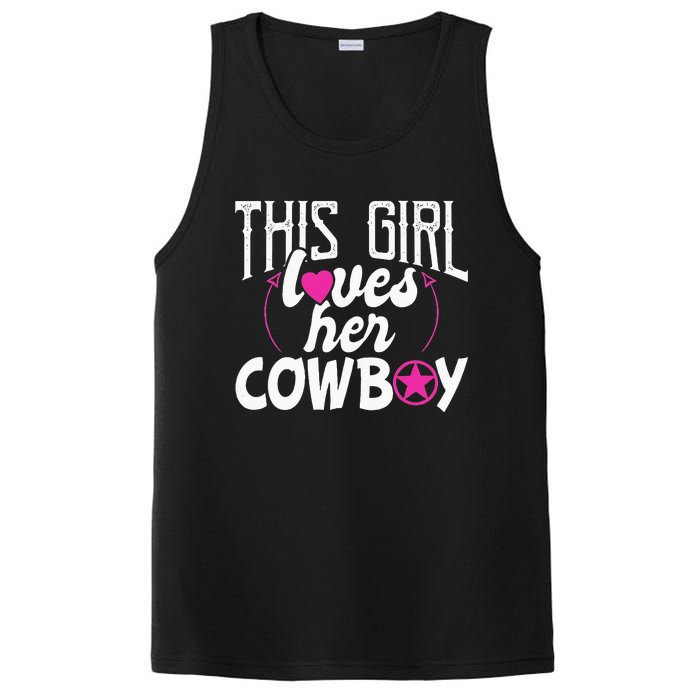 Womens This Girl Loves Her Cowboy Cute Texas Dallas PosiCharge Competitor Tank