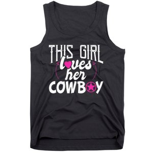 Womens This Girl Loves Her Cowboy Cute Texas Dallas Tank Top