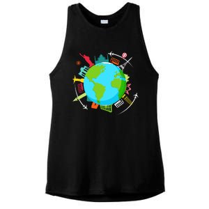 World Traveler Gifts For International World Travelers Ladies PosiCharge Tri-Blend Wicking Tank