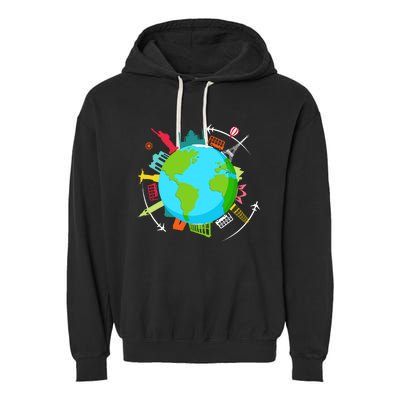 World Traveler Gifts For International World Travelers Garment-Dyed Fleece Hoodie