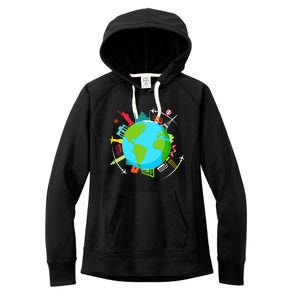 World Traveler Gifts For International World Travelers Women's Fleece Hoodie