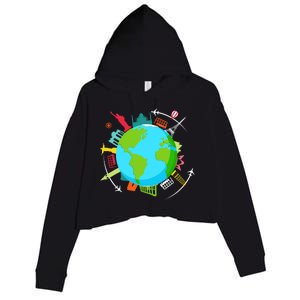 World Traveler Gifts For International World Travelers Crop Fleece Hoodie