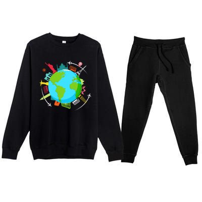 World Traveler Gifts For International World Travelers Premium Crewneck Sweatsuit Set