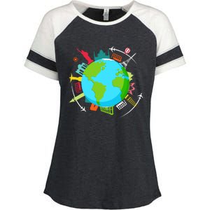 World Traveler Gifts For International World Travelers Enza Ladies Jersey Colorblock Tee