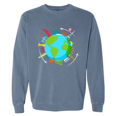 World Traveler Gifts For International World Travelers Garment-Dyed Sweatshirt